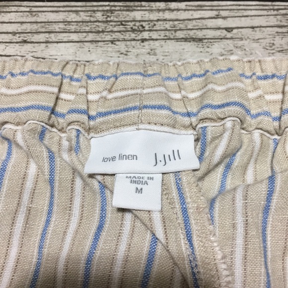 J Jill Love Linen Striped Pants Women’s M Light Beige (Inseam 28) Drawstring - Picture 8 of 9